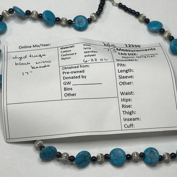 beaded necklace costume jewelry turquoise color dyed stone trendy boho bohemian - Picture 8 of 8
